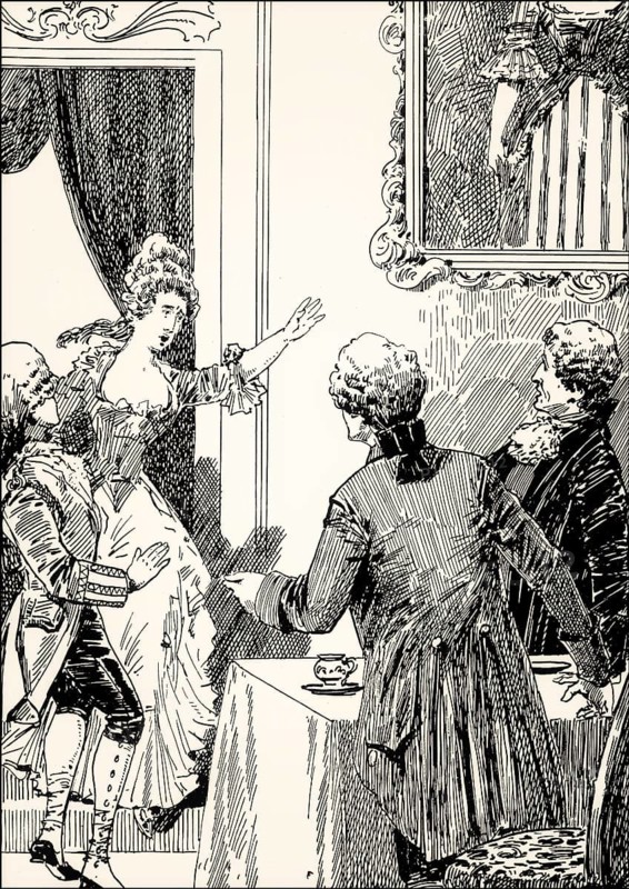 The Abbé and Therese, scene from the novel Wilhelm Meister's Apprenticeship, Wilhelm Meisters Lehrjahre, by Johann Wolfgang von Goethe