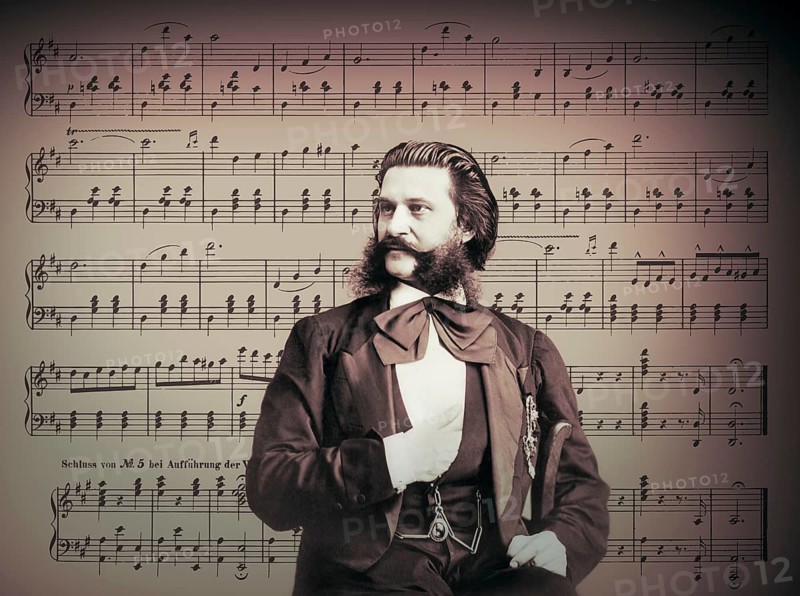 Johann Baptist Strauss II, 1825 – 1899, Austrian composer and violinist, 1879, digitally edited, notesheet from „The Blue Danube“