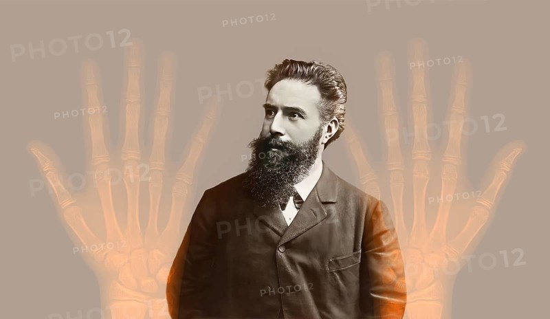 Portrait of Wilhelm Conrad Röntgen, 1845 – 1923, German mechanical engineer and physicist, digitally edited