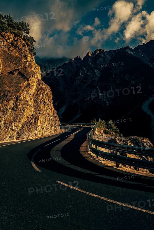 Hahntennjoch pass road in Tyrol in Lechtal, Austria