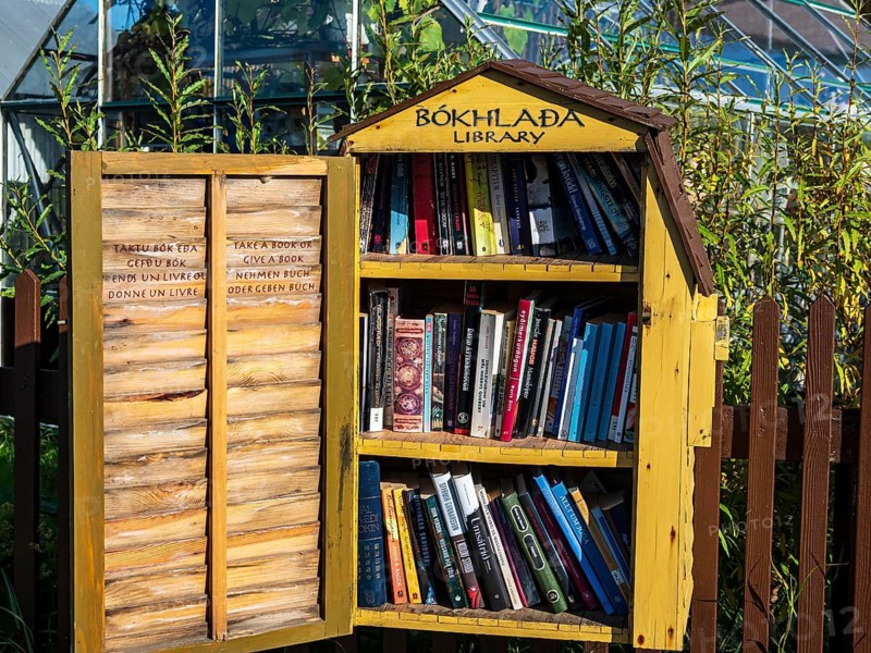 Book exchange shelf, village Eyrarbakki, southern coast, Iceland