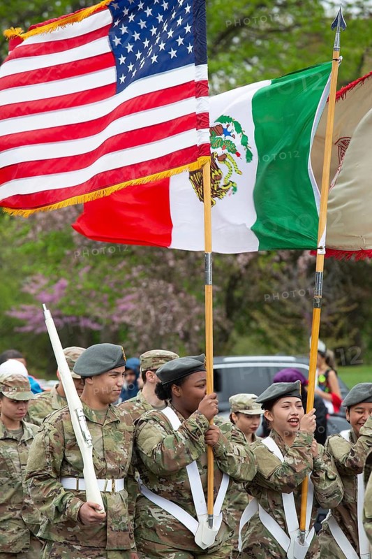 Detroit, Michigan USA - 4 May 2025 - The annual Cinco de Mayo parade was held in southwest Detroit, a heavily Mexican-American community, on a rainy spring day. Western International High School JROTC led the parade