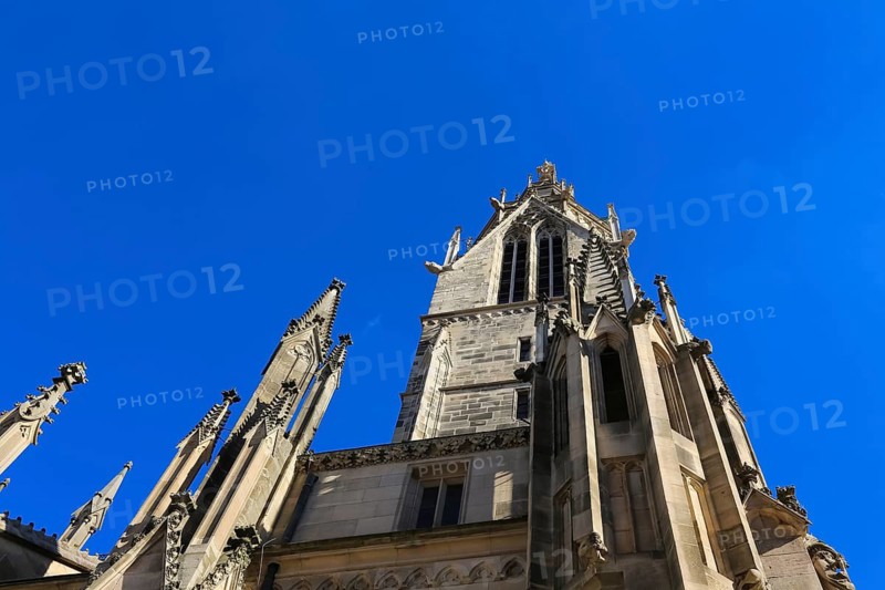St Mary's Church Reutlingen, sacred building built from 1247 to 1343, cultural monument, Gothic church, Reformation church, Protestant church, place of worship, Christian architecture, main tower, church tower, restored in neo-Gothic style, Reutlingen, Baden-Württemberg, Germany