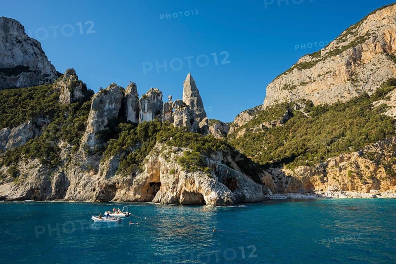 Rocky coast and beach, Cala Goloritze, Gulf of Orosei National Park, Parco Nazionale del Gennargentu e del Golfo di Orosei, Baunei, Nuoro, Sardinia, Italy