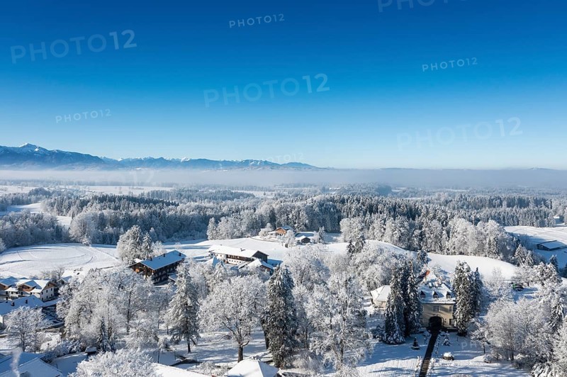Bad Heilbrunn, winter, aerial view, Upper Bavaria, Bavaria, Germany