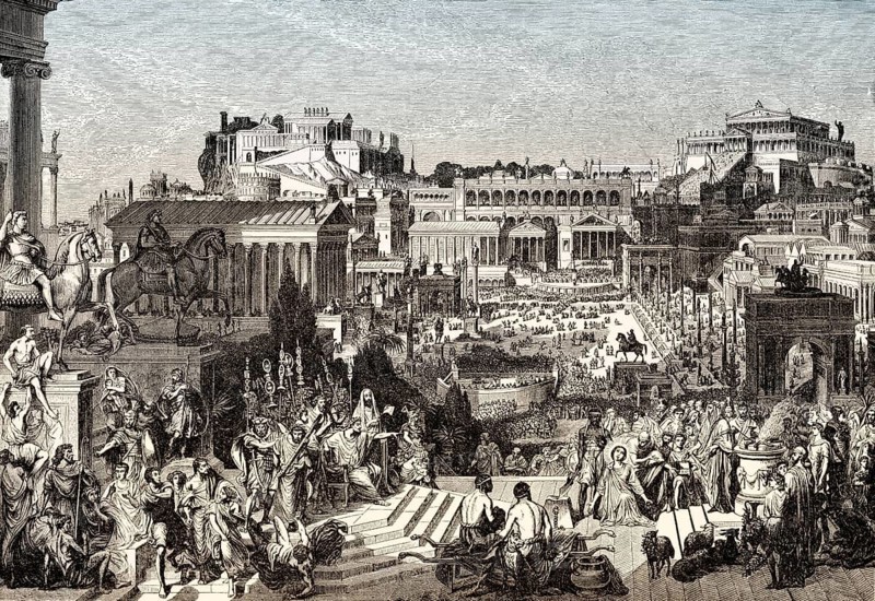 Persecution of Christians, in the Roman Empire, Reconstruction of the Roman Forum in ancient Rome