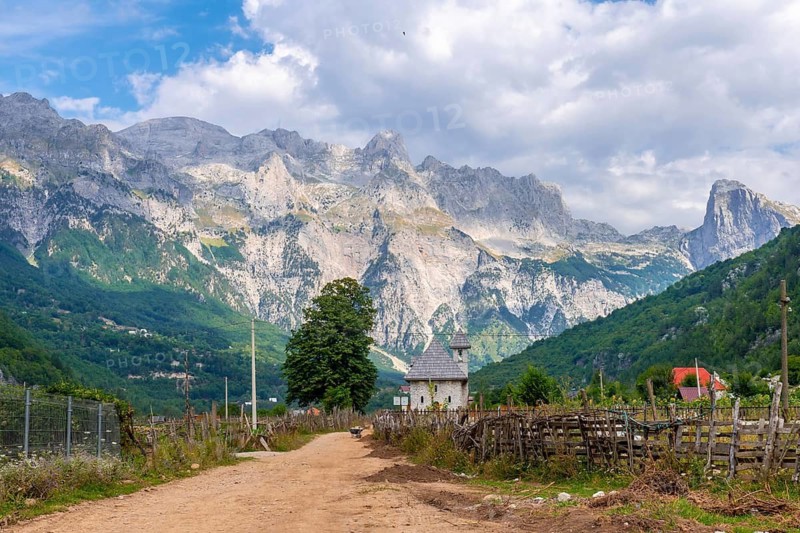 Trails in the valley of Theth national park, Albania. albanian alps