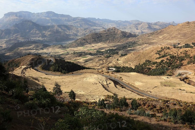 Beautiful landscape in the highlands between Mekele and Lalibela, Ethiopia