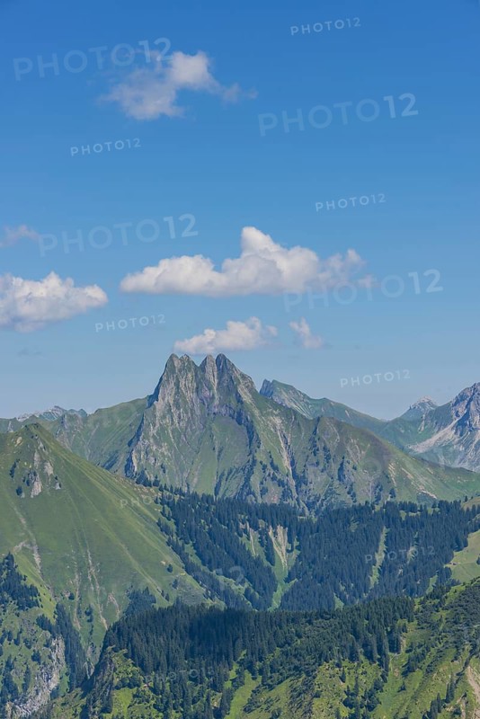 Panorama from Wildengundkopf, 2238m to Höfats 2259m, Allgäu Alps, Allgäu, Bavaria, Germany