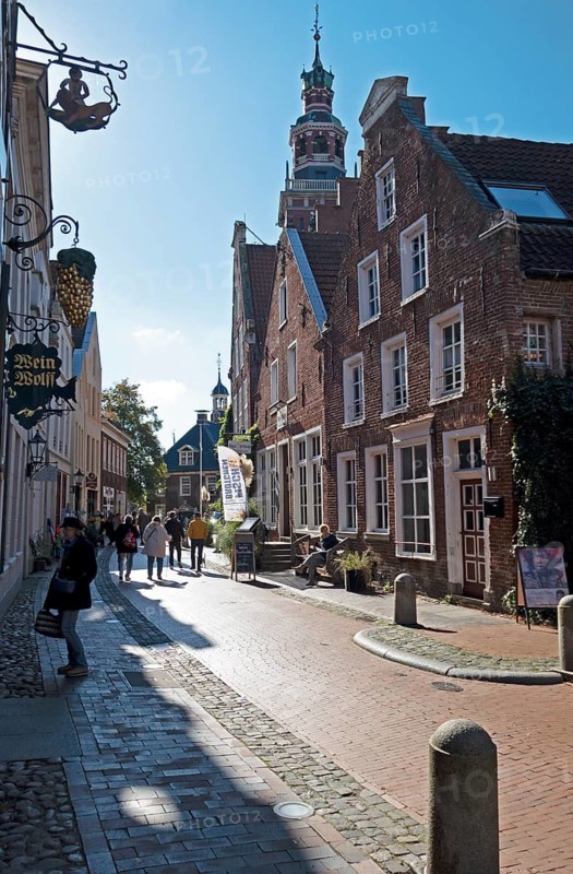 Gabled houses, Rathausstraße, Old Town, Leer, East Frisia, Lower Saxony, Germany