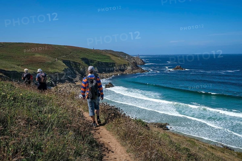 Plogoff, Brittany, France - Hiking trail to the Pointe du Raz, the Grande Randonnée 34 coastal path, or GR34 for short, also known as the Publican's Trail, is a long-distance hiking route of around 2, 000 kilometres that goes all the way around Brittany