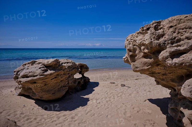 Rocks on the beach of Nea Kallikratia, Chalkidiki, Halkidiki, Macedonia, Greece