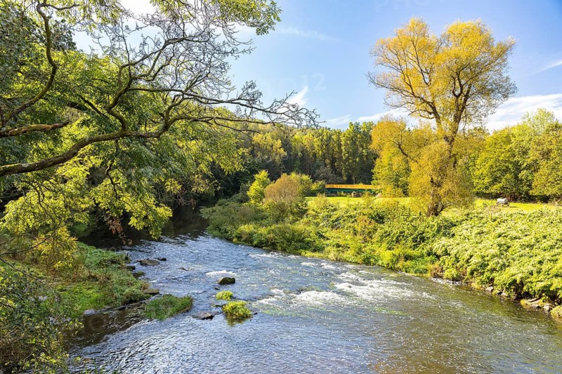 Chemnitz valley with river Chemnitz in autumn, north of Chemnitz, Saxony, Germany