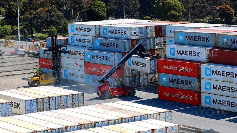 Timaru, New Zealand, 26 September, 2024: New Zealand, Timaru industrial port with ships and containers