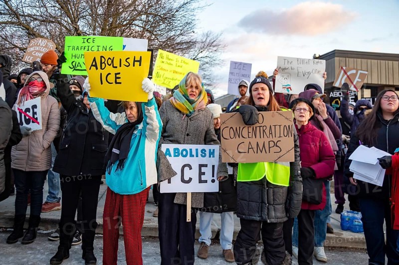 Romulus, Michigan USA - 23 February 2026 - Hundreds rallied at Romulus City Hall to oppose the opening of an ICE detention center in the Detroit suburb. During the rally, the City Council unanimously passed a resolution opposing the detention center