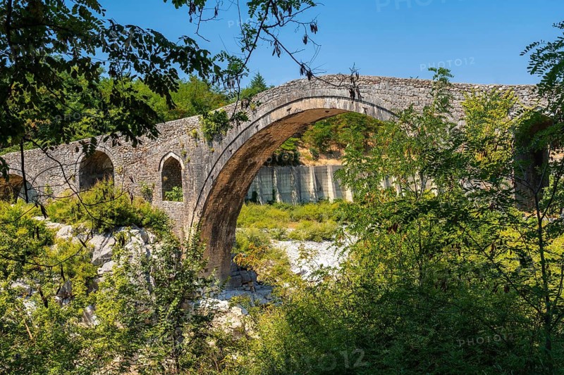 The beautiful Old Mes bridge near Shkoder. Albania, Europe. Ottoman stone arch bridge Ura e Kadiut