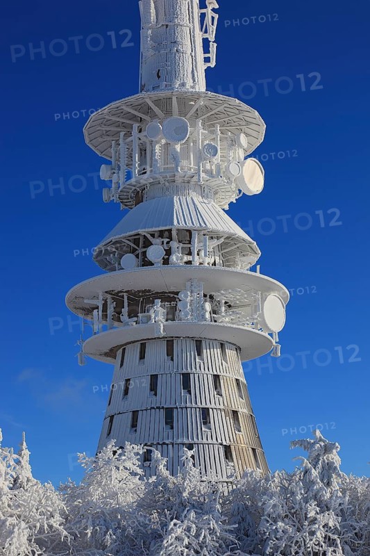 Ochsenkopf transmitter and radio relay node, TV tower, Fichtelgebirge, Bayreuth district, Upper Franconia, Bavaria, Germany