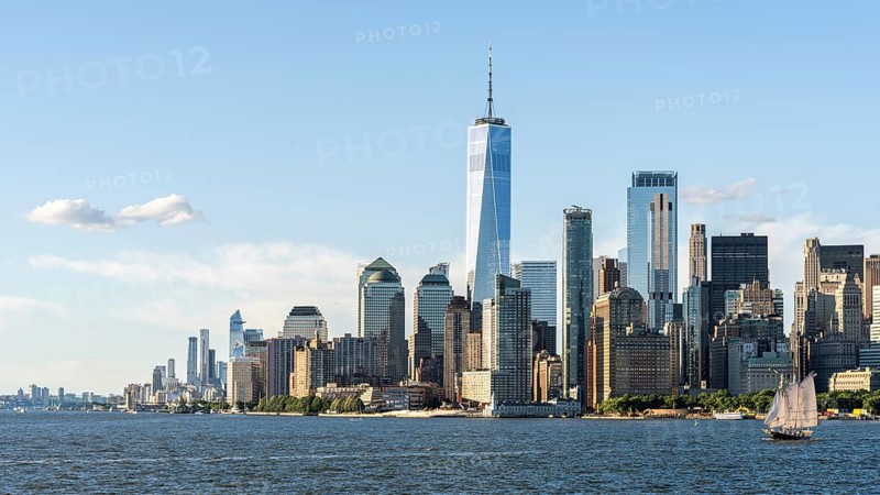 Manhattan skyline, Staten Island Ferry, New York, USA