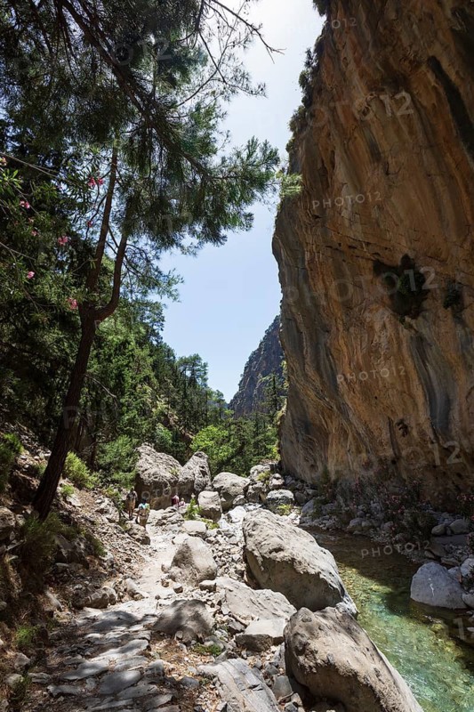 Hiking trail through the Samaria Gorge, south coast, Crete, Greece