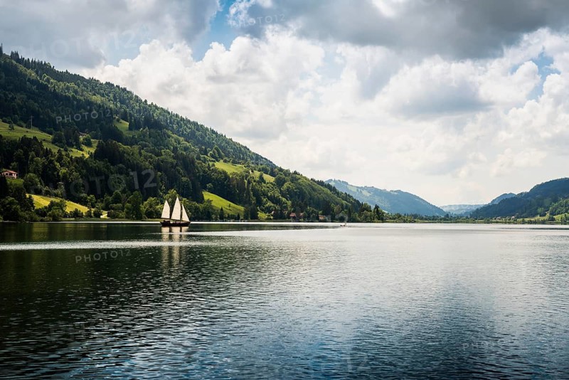 Bühl, Großer Alpsee, Immenstadt, Oberallgäu, Allgäu, Swabia, Bavaria, Germany