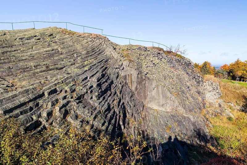 Exposed basalt outcrop from volcanic times, Hirtstein, Marienberg, Erzgebirge, Saxony, Germany