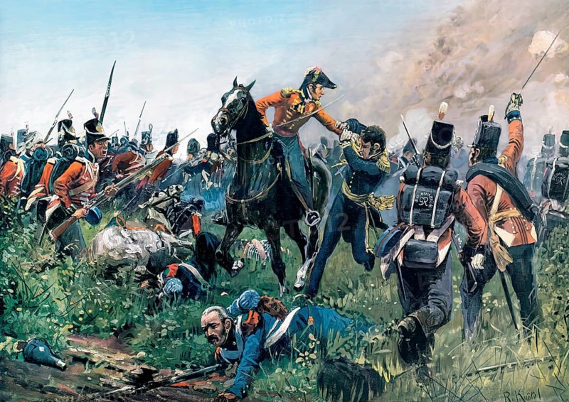 Colonel Hugh Halkett and the German Landwehr batallion Osnabrueck capturing General Cambronne, Battle of Waterloo, 18 June 1815, Napoleonic Wars, the Hundred Days, German Wars of Liberation