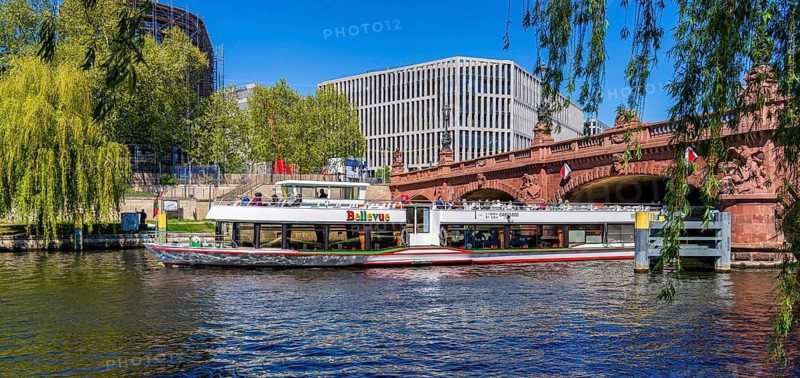 Architecture and landscape on the banks of the Spree in Berlin Mitte, Germany