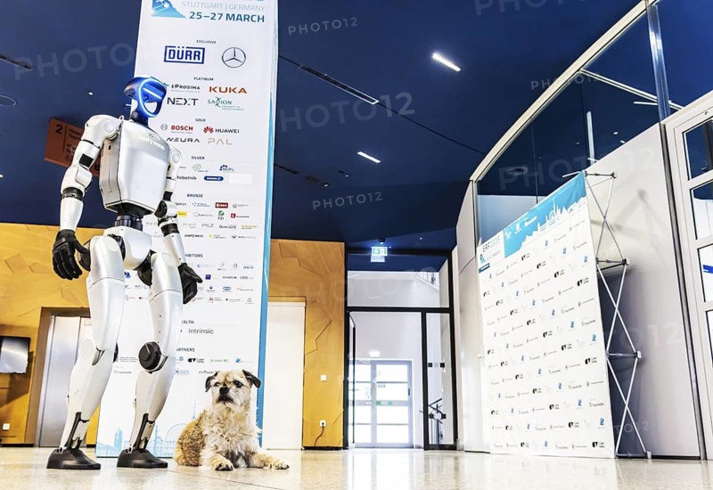 Unitree H1, H1-2, the first humanoid robot from the Chinese company Unitree. European Robotics Forum (ERF) in Stuttgart. The networking event brings together science, researchers and companies. This year's focus is on synergies between robotics and artificial intelligence. Stuttgart, Baden-Württemberg, Germany