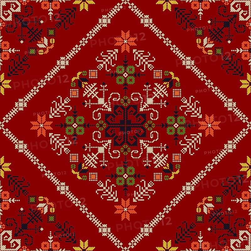 Traditional Latvian embroidery seamless pattern, vector illustration