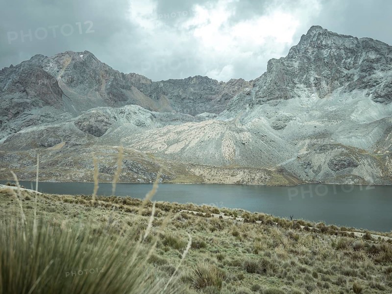 Landscape in the Andean highlands near Laguna Huacracocha, Ticlio, Peru