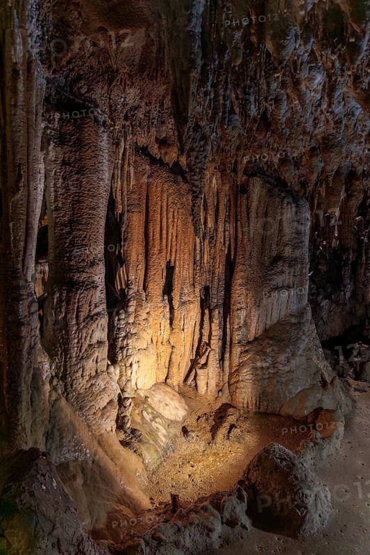 Limestone rock formations in a cave at Florida Caverns State Park in the Florida panhandle near Marianna