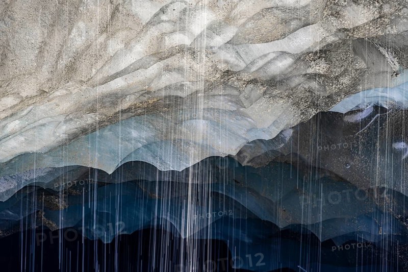 Meltwater at a glacier cave, underground glacier stream, Castner Glacier, Delta Range, Alaska Range, Richardson Highway, Alaska, USA
