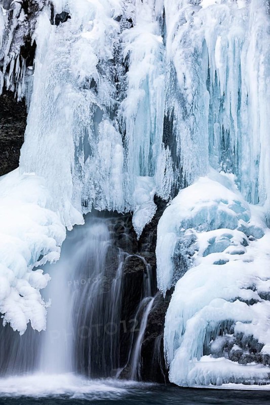 Frozen waterfall, Skutafoss, Sudausturland, Iceland