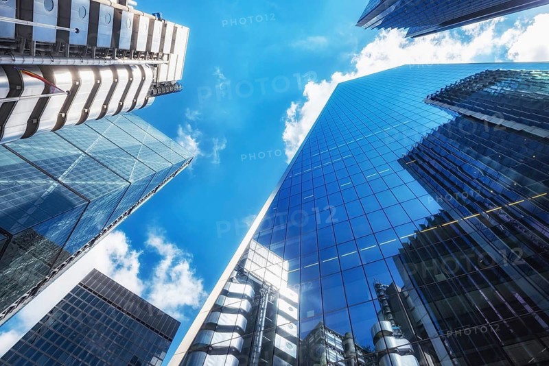 London, United Kingdom. July 9th 2022 Glass fronted offices of the international banking and financial district of the City of London, UK