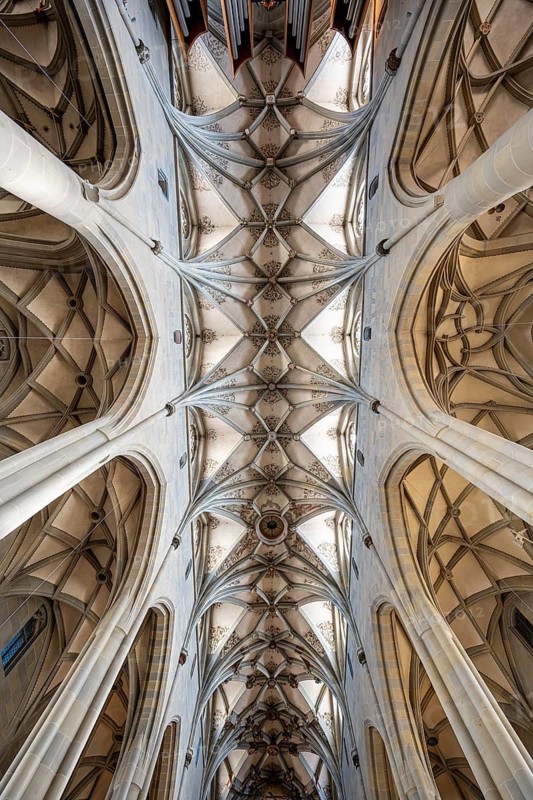 Ribbed vaulting, late Gothic vaulting in Überlingen Münster, parish church of St. Nikolaus, Überlingen am Lake Constance, Bodenseekreis Baden-Württemberg, Germany