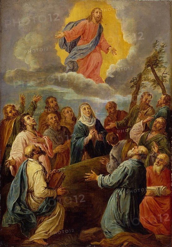 The Assumption (after Leandro Bassano) (ca. 1651-1656), painting by David Teniers (baptised 15 December 1610 in Antwerp, died 25 April 1690 in Brussels), Flemish painter, draughtsman and curator. He was an innovator in a variety of genres such as history painting, genre painting, landscape, portrait and still life. He is most remembered today as the leading Flemish genre painter of his time, reproduction from a 17th century painting. Authentic, file restored for optimal use, exact date of original unknown