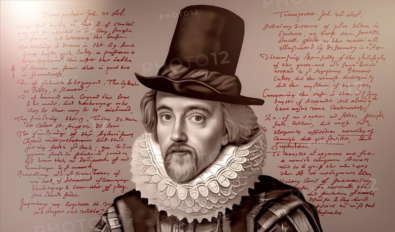 Portrait of Sir Francis Bacon, Baron Baco of Verulam, 1561 - 1626, English lawyer, statesman, essayist, historian, intellectual reformer, philosopher and scientist, handwritten letter by him, 1608
