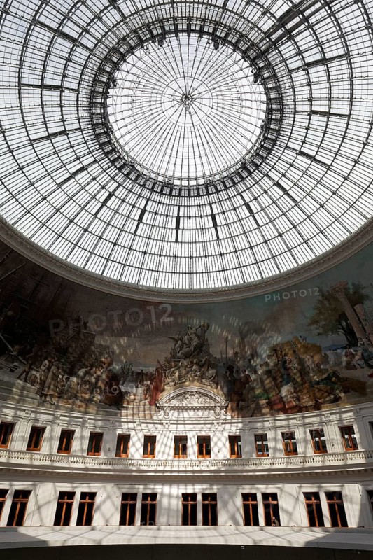 Bourse de Commerce - Pinault Collection, rotunda with dome and fresco Panorama du Commerce from 1889, Paris, France