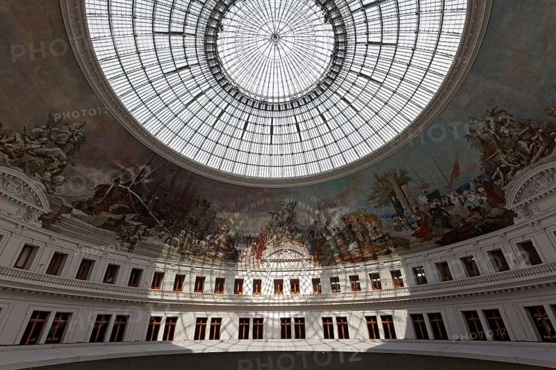 Bourse de Commerce, Pinault Collection, rotunda with dome and fresco Panorama du Commerce from 1889, Paris, France