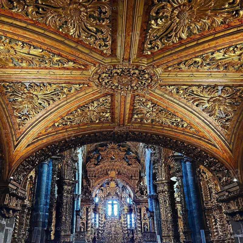 Igreja São Francisco, gilded wood carving in the Church of St. Francis, Rococo Talha Dourada, UNESCO World Heritage Site, Old Town, Poto, Portugal