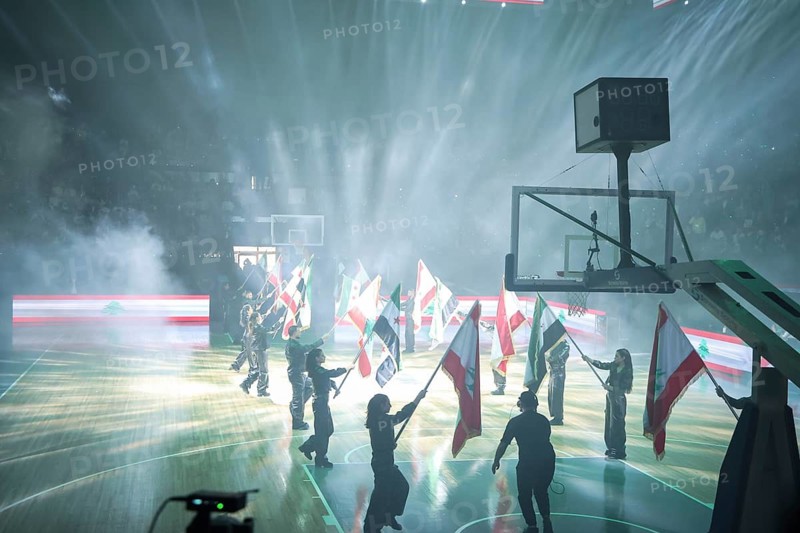 Syrian President Ahmad Al-Sharaa attends the official reopening ceremony of the newly renovated Al-Fayhaa Sports Hall. The event featured colorful artistic performances, a large crowd in the stands, and a friendly basketball match between the national teams of Syria and Lebanon, marking a significant step in rebuilding the country's sports infrastructure in Damascus, Syria on April 20, 2026, Damascus, Syria