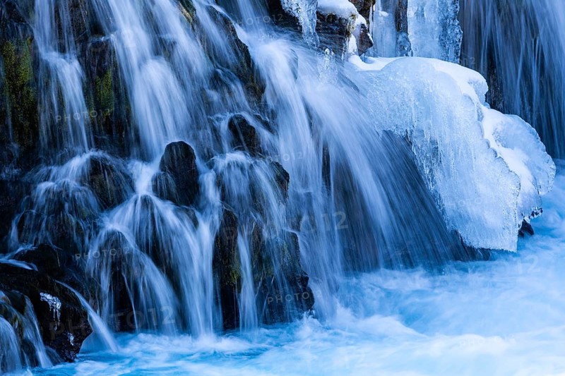 Brúarfoss, waterfall, snow, winter, Golden Circle, Iceland, Scandinavia