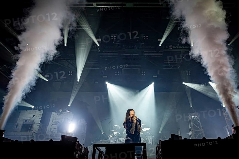 Marcus Bischoff, singer of Heaven Shall Burn, live on Heimat Over Europe Tour 2026 at Munich Zenith on 21.03.2026
