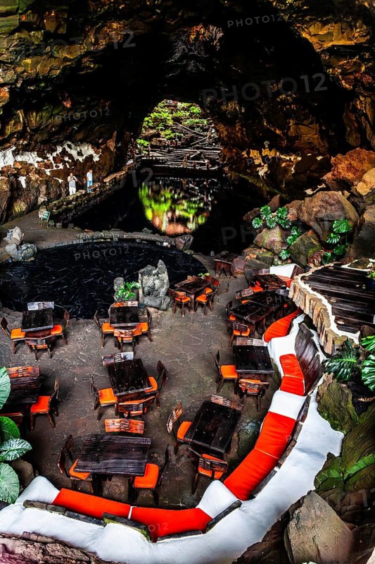 Jameos del Agua by Cesar Manrique with the lava tunnel, Lanzarote, Canary Islands, Spain