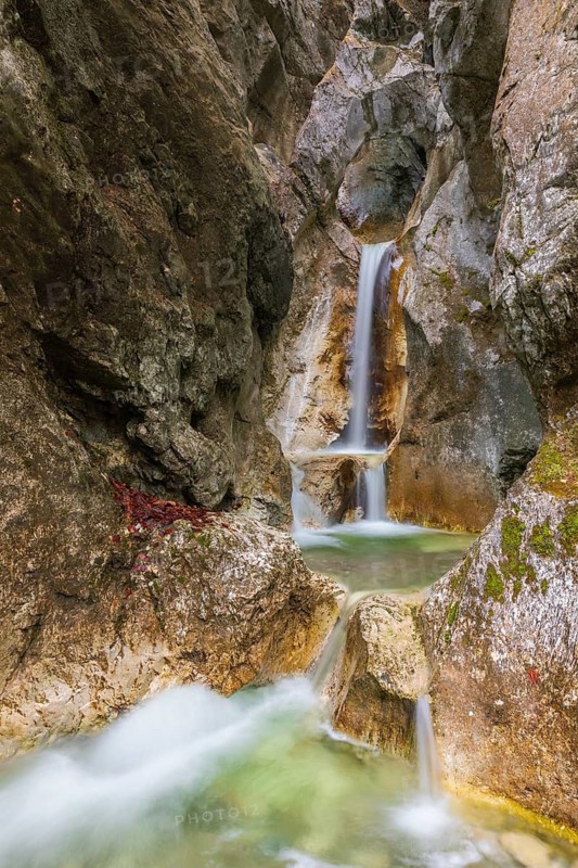 Heckenbach waterfall, The dripping eye of nature, Kochel am See, Bavaria, Germany