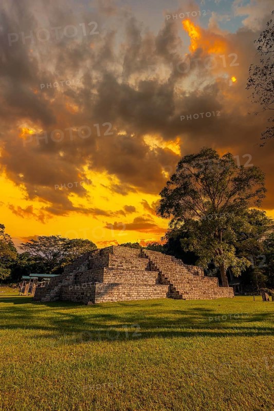A small pyramid in Copan Ruinas temples. Honduras