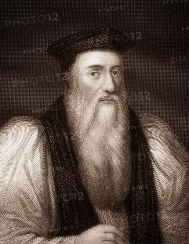 Steel engraving, c. 1860, Thomas Cranmer, 1489-1556, a leader of the English Reformation and Archbishop of Canterbury, Thomas Cranmer, 1489-1556, Erzbischof von Canterbury und Reformator.