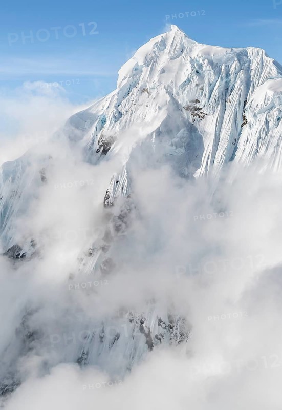 Aerial view, Extreme Ridge of Mount Huntington, 3731 m, Alaska Range, Alaska, USA