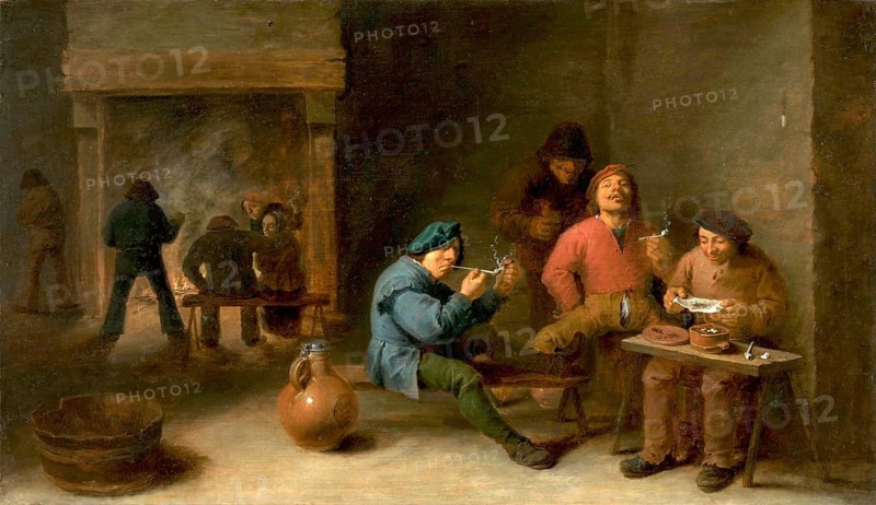 Smoker (1633), painting by David Teniers (baptised 15 December 1610 in Antwerp, died 25 April 1690 in Brussels), Flemish painter, draughtsman and curator. He was an innovator in a variety of genres such as history painting, genre painting, landscape, portrait and still life. He is most remembered today as the leading Flemish genre painter of his time, reproduction from a 17th century painting. Authentic, file restored for optimal use, exact date of original unknown