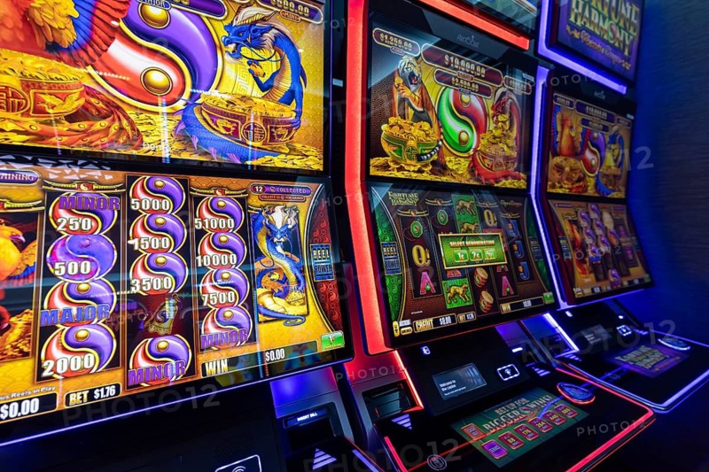 Casino gambling blackjack and slot machines waiting for gamblers and tourist to spend money